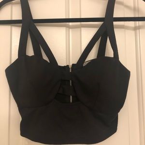 Black cut out crop top
